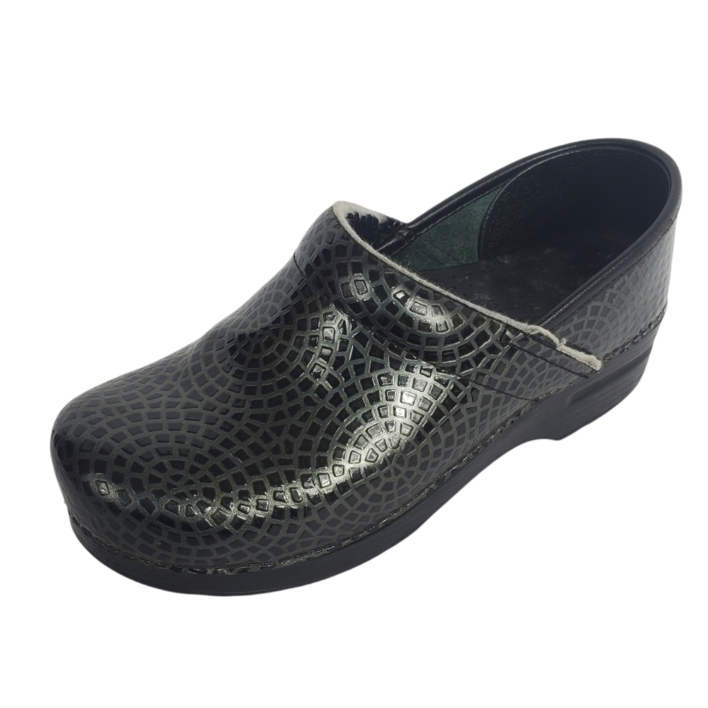 Dansko Black Clogs Webbed Textured Patent size 39